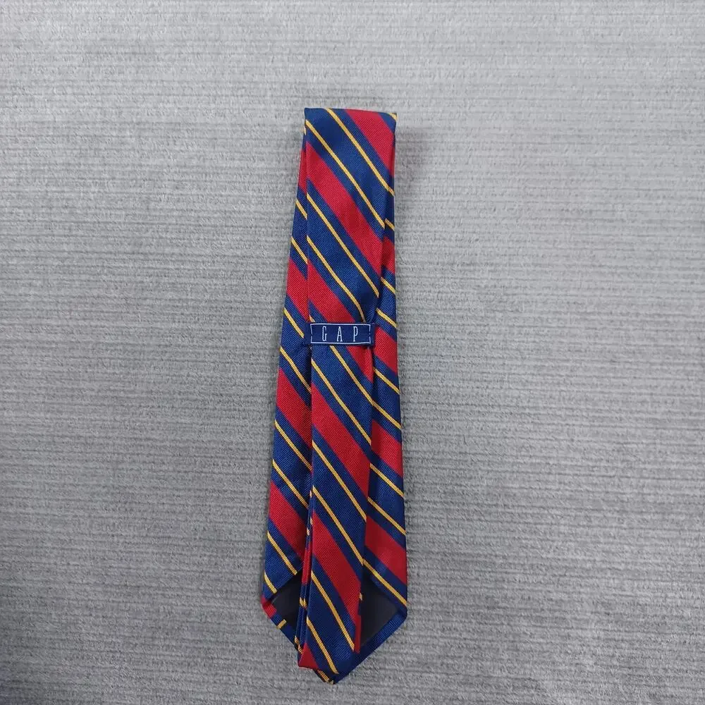 Vintage GAP 100% Silk Neck Tie Red‎ Blue Striped USA 58”x3